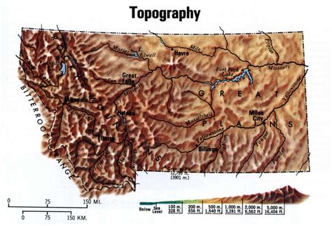 Montana topographic map.Free large topographical map of Montana