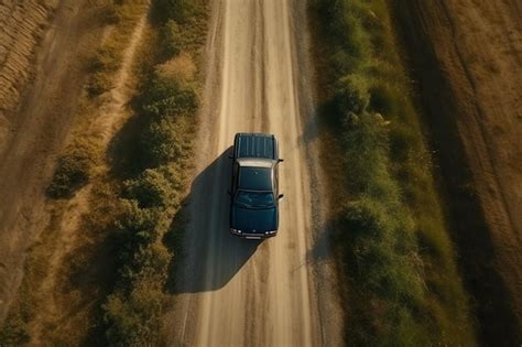 Premium AI Image | Aerial view of a car on the road