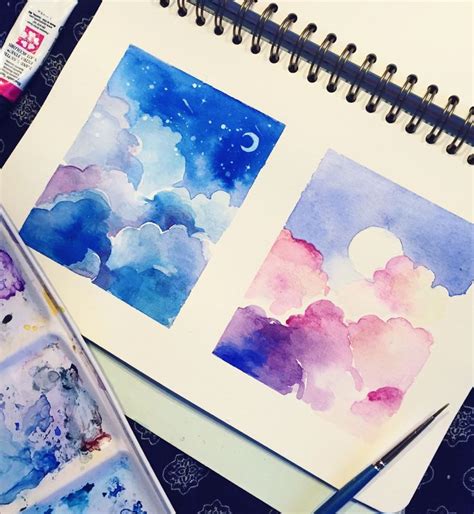 Cloud practice☁️ | Watercolor paintings, Art painting, Watercolor art