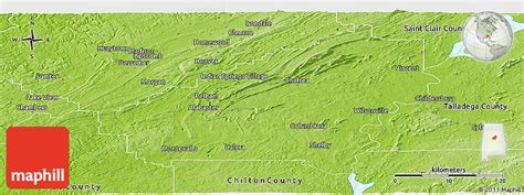 Physical Panoramic Map of Shelby County