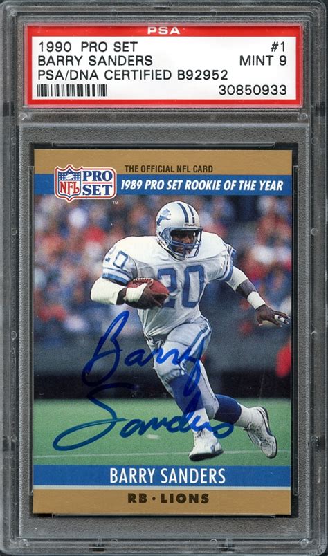 Lot Detail - 1990 Pro Set #1 Barry Sanders Autographed Card PSA 9 MINT