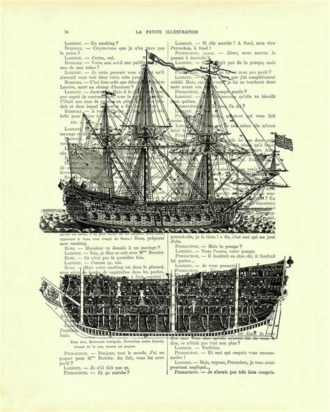 Pirate Ship Diagram Mixed Media by Madame Memento - Fine Art America