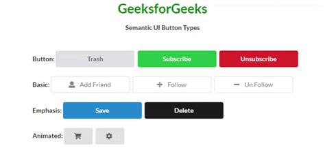 Semantic-UI Button Types - GeeksforGeeks