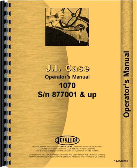 Case 1070 Tractor Operators Manual