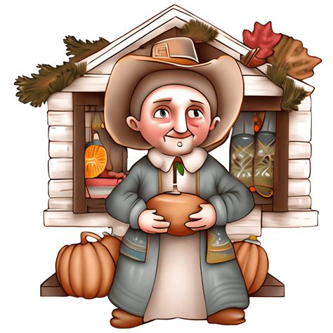 Vintage Pilgrim Thanksgiving Clipart · Creative Fabrica