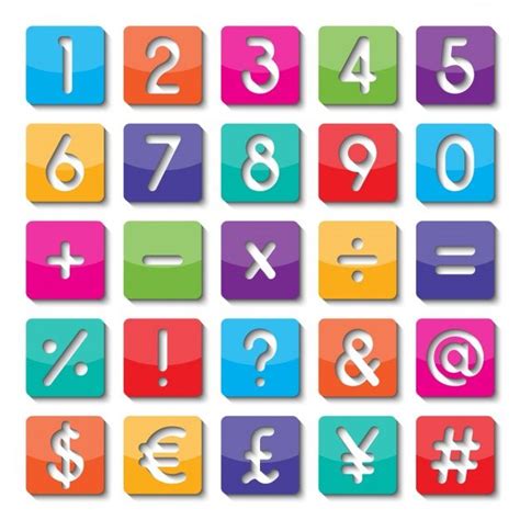 Free Vector | Numbers and symbols of colors | Letras do alfabeto, Símbolos, Vetores gratuitos