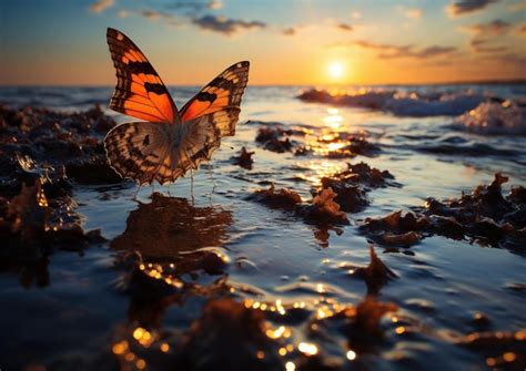 Premium AI Image | butterfly at sunset