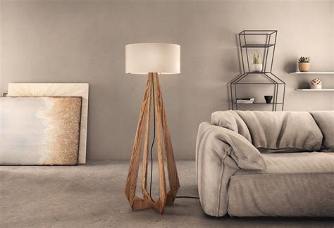 Floor Lamp Flame natural wood modern lamp | Etsy