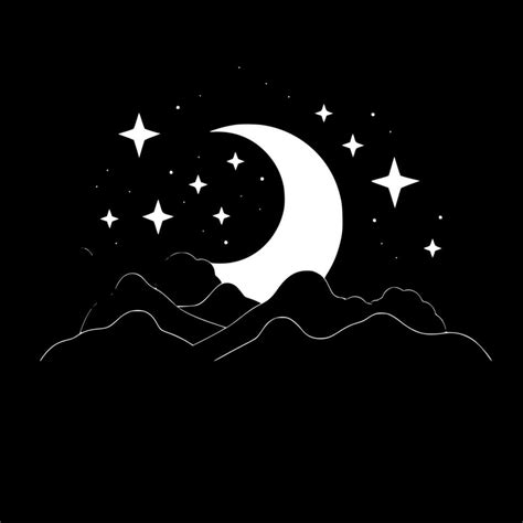 Night Sky - Black and White Isolated Icon - Vector illustration 24165081 Vector Art at Vecteezy