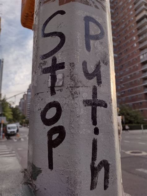 Stop Putin, Graffiti Against Vladimir Putin`s Invasion of Ukraine ...