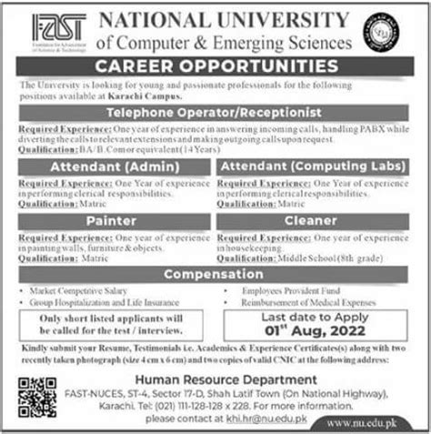 FAST University Karachi Campus Latest Jobs 2022