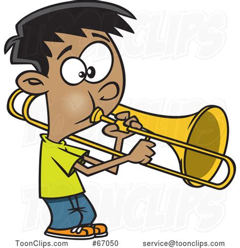 Cartoon Boy Playing a Trombone #67050 by Ron Leishman