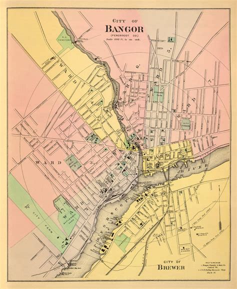 Bangor Map Vintage Map of Bangor maine Reproduction on - Etsy