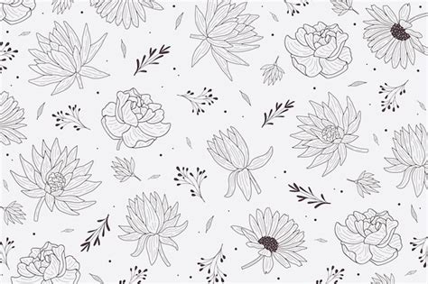 Free Vector | Black and white floral background