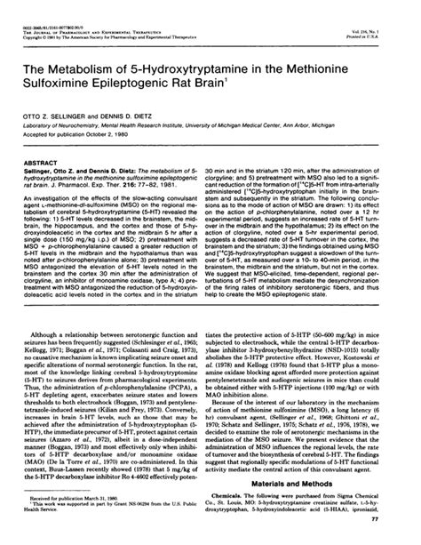 The metabolism of 5-hydroxytryptamine in the methionine sulfoximine ...