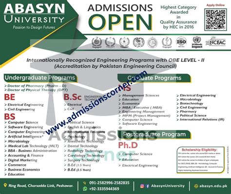 Abasyn University Peshawar Admissions Fall 2023