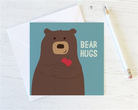 Bear Hugs Greeting Card cute cards bear notecard best | Etsy