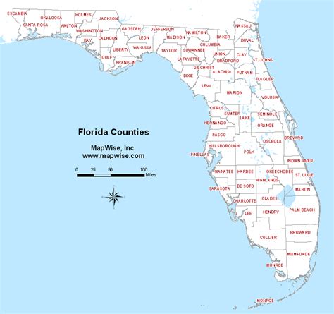 a map of florida with the location of major cities and towns on it's side