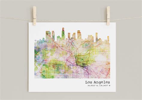 Los Angeles Map Print Map of LA Los Angeles Canvas Los | Etsy