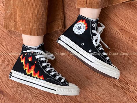 Custom Converse Chuck Taylor 1970s/embroidered Fire Converse/fire ...