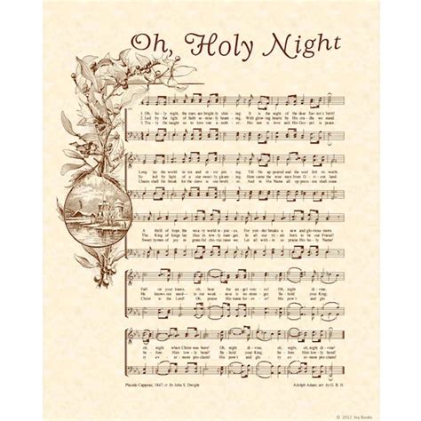 OH HOLY NIGHT 8x10 Antique Hymn Art Print by VintageVerses