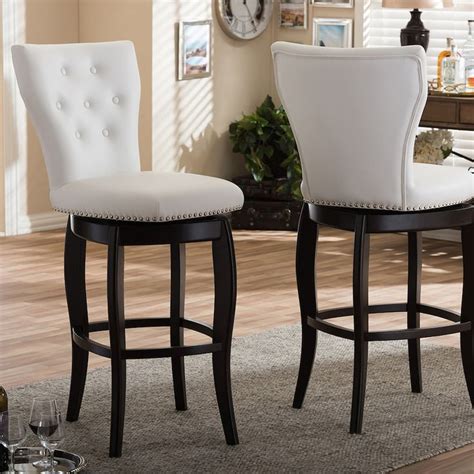 Baxton Studio Leonice Faux-Leather Swivel Counter Stool 2-piece Set