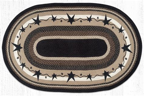 Primitive Stars Black Oval Braided Rug 5'x8' by Earth Rugs