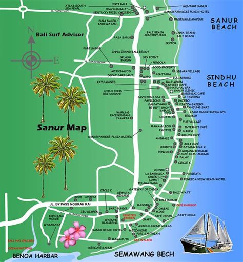 Sanur Map - Detail Maps Bali Indonesia | ツアー, 観光, バリ島