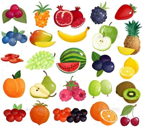 Fruits Berries Colorful Icons Collection | Fruit vector, Fruit, Fruits drawing