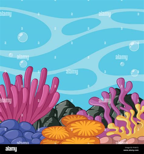 Scene with coral reef underwater illustration Stock Vector Image & Art - Alamy