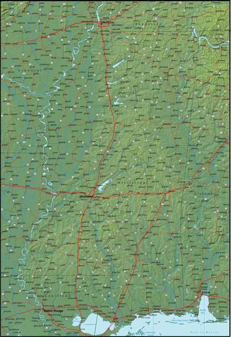 Map of Mississippi and the Surrounding Region