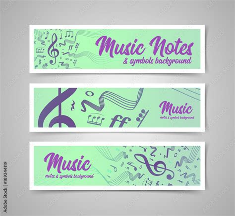 Musical staves vector illustration with music notes and symbols Stock ...