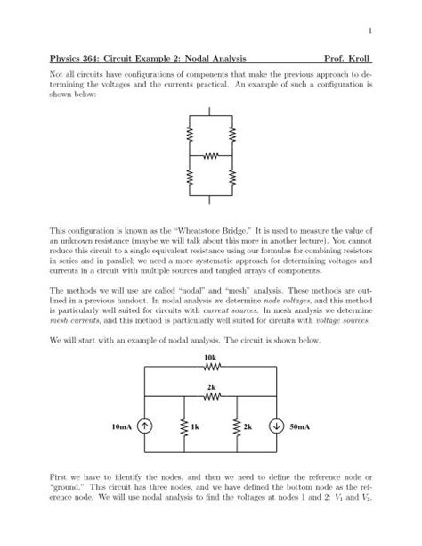 Examples of nodal and mesh analysis techniques