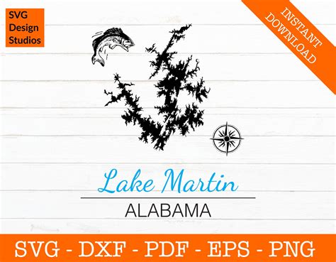 Lake Martin Svg Lake Martin Alabama Map Shape Svg Cut File Png | The ...