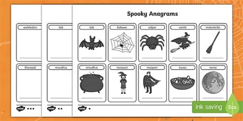 Halloween Worksheet Pack - Themed Anagrams KS1 - Twinkl