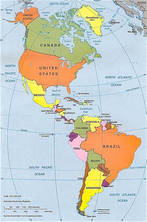 Western Hemisphere Map With Countries