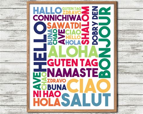 Hello in Different Languages, Digital Download, Colorful Prints, Hello ...