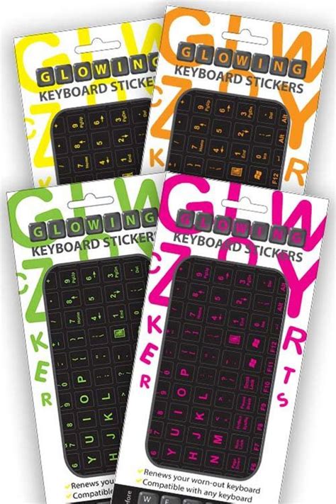 English Pink Glowing Keyboard Stickers * The Original * • Crazy Cards by Meri Designs