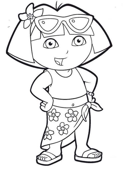 Dora is on Vacation in Dora the Explorer Coloring Page - NetArt