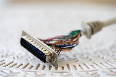 Close-up on a LPT cable stock image. Image of computer - 254505941