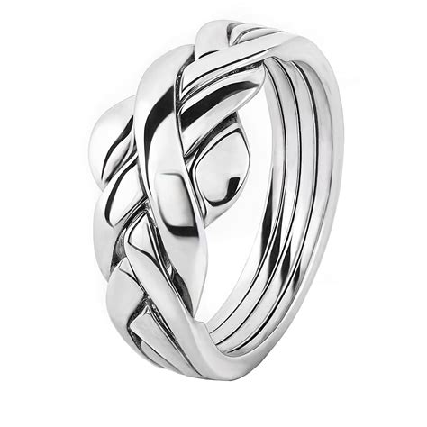 UCTUK Women's Plain 4ASL 4 Band Sterling Silver Puzzle Ring >>> Learn more by visiting the image ...