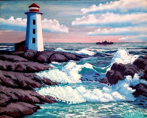 Acrylic Lighthouse Paintings - Beginner Painting