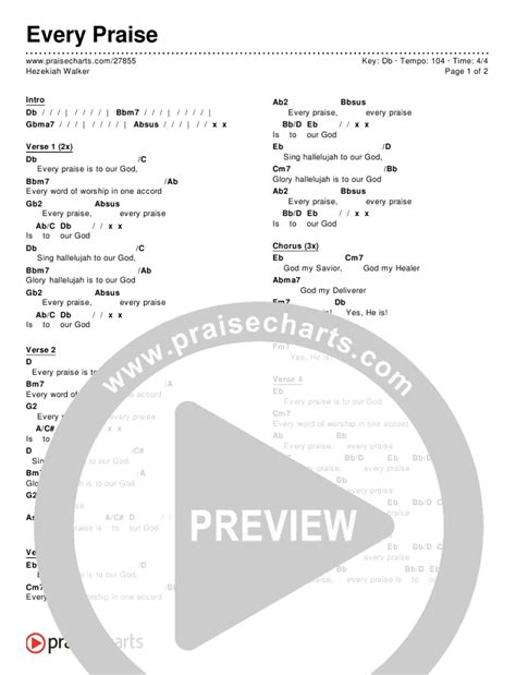 Every Praise Chord Chart (Editable) - Hezekiah Walker | PraiseCharts