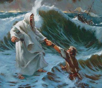 Peter walks out to Jesus on the water. | Imágenes de dios, Cuadros de jesus y Señor jesucristo