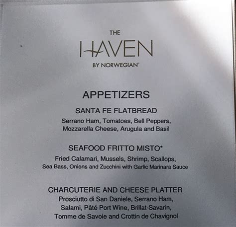 Haven Restaurant Menu