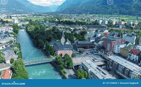 LIENZ, AUSTRIA - JULY 13, 2018: Aerial View of Beautiful City an Stock ...