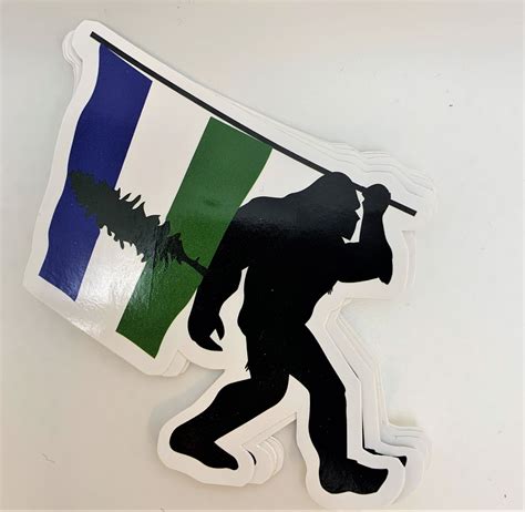 Cascadia Sasquatch w/ Doug Flag Sticker — Cascadia Department of Bioregion