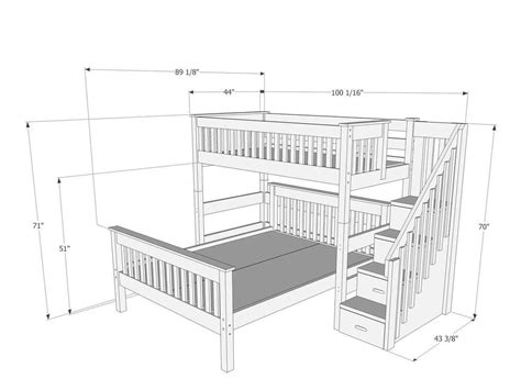 Dimensions of Bunk Bed with Stairs L159 | Bunk beds, Bed stairs, Bunk beds with stairs