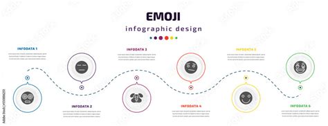 emoji infographic element with filled icons and 6 step or option. emoji ...