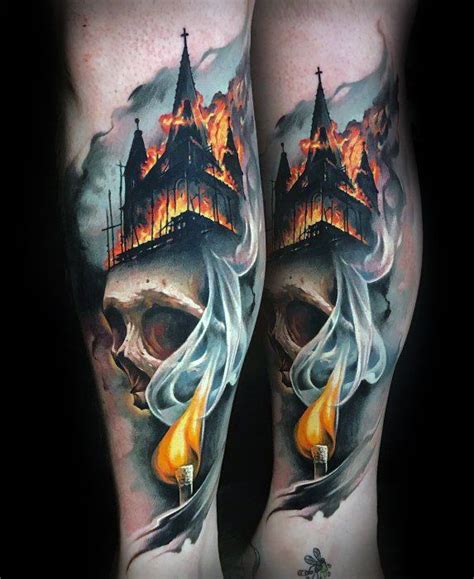 60 Epic Burning Church Tattoo Designs for Men [2023 Guide] | Church ...